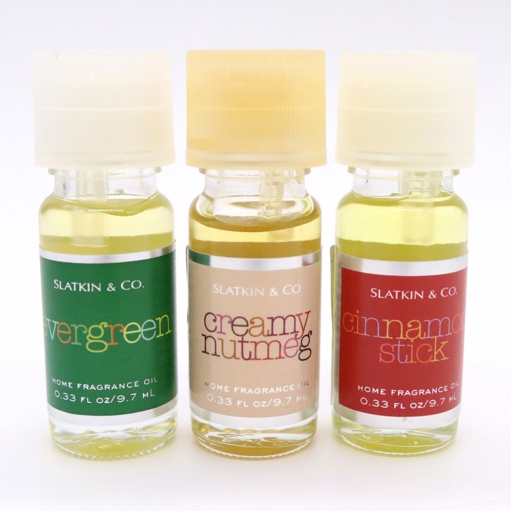 Lot of 3 Slatkin & Co Fragrance Oils Holiday Scents 0.33 oz Bath & Body Works